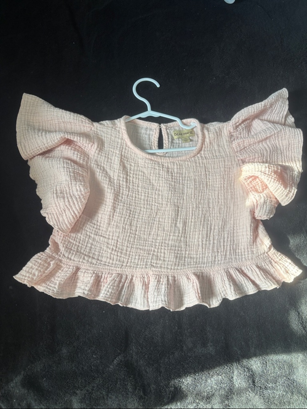Kids BearPaw Pink Ruffle Flutter Sleeve Top
